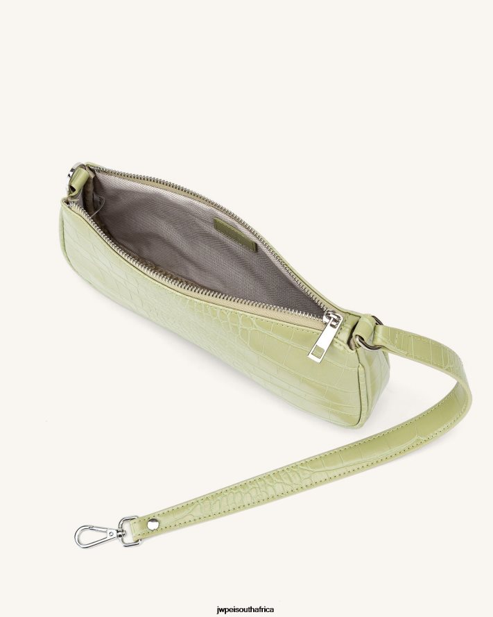 Sage Green Croc JW PEI Eva Shoulder Handbag VZL0L065 Shoulder Bag