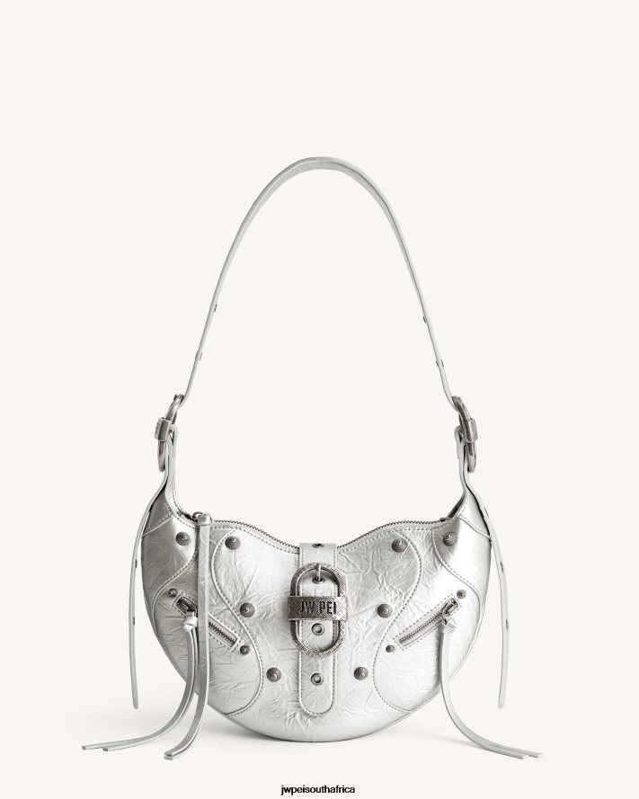 Silver JW PEI Tessa Metallic Pleating Shoulder Bag VZL0L0173 Shoulder Bag