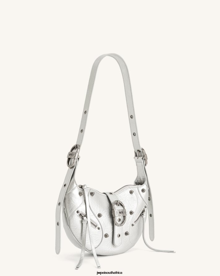 Silver JW PEI Tessa Metallic Pleating Shoulder Bag VZL0L0173 Shoulder Bag