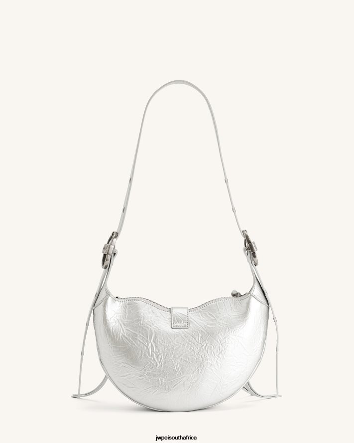 Silver JW PEI Tessa Metallic Pleating Shoulder Bag VZL0L0173 Shoulder Bag