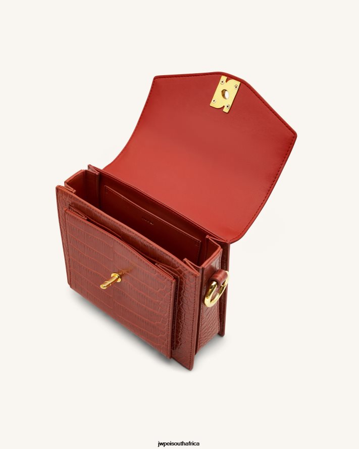 Wine Red Croc JW PEI Lucy Bag VZL0L0182 Handle Bag