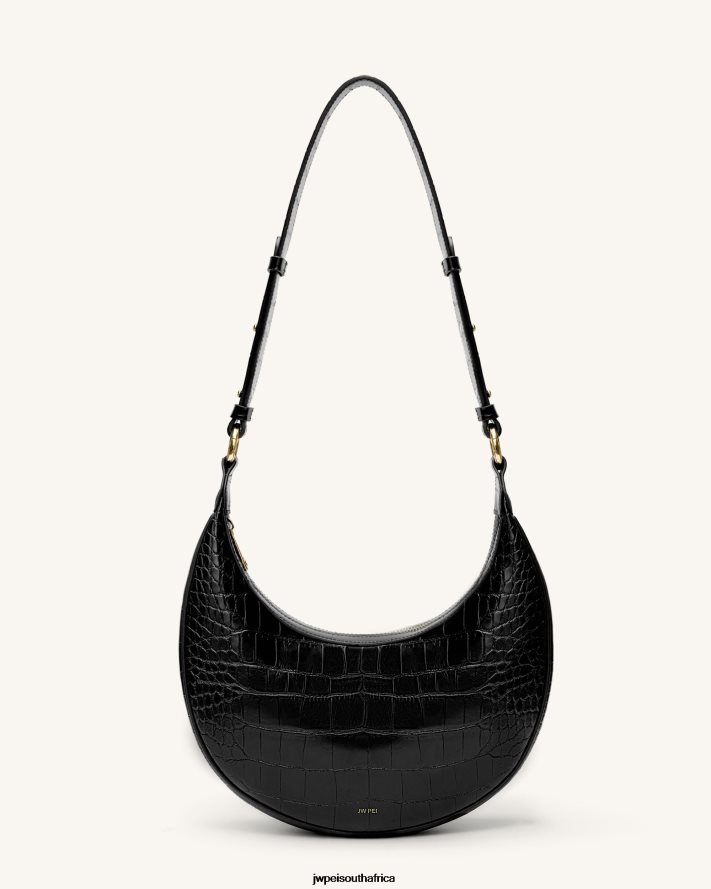 Black Croc JW PEI Carly Saddle Bag VZL0L046 Crossbody Bag